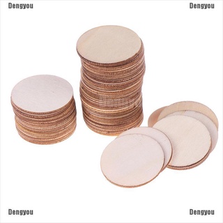 <dengyou> 50pcs diy piezas de madera en blanco rebanada redonda sin terminar manualidades discos de madera