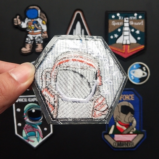 Astronauta Rrocket bordado parches de hierro en parches bordados insignia apliques para ropa nave espacial pegatinas (6)