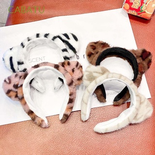 cabatu niñas mujeres niños orejas de gato diademas dulce lavado cara felpa pelo bandas accesorios para el pelo leopardo impresión headwear divertido estilo coreano cosplay pelo aro