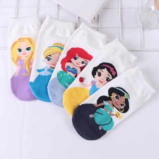 lindos calcetines de algodón elásticos suaves transpirables de dibujos animados para mujer/blanca nieve/calcetines de tobillo