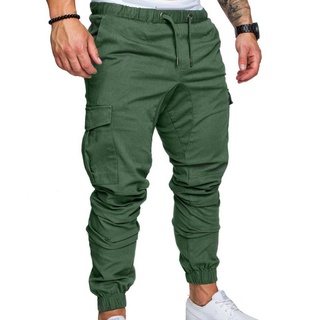 Pantalones De Chándal Streetwear Los Hombres Cintura Cordón Tobillo Atado Flaco Carga Casual Color Sólido (1)