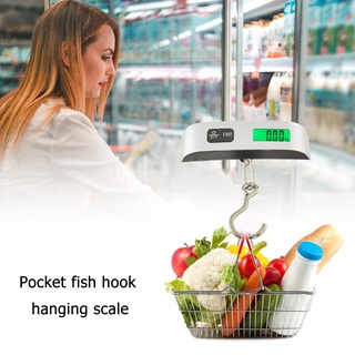 Cocina 50kg/110lb Digital electrónica de equipaje escala de viaje bolsa de pescado gancho escalas