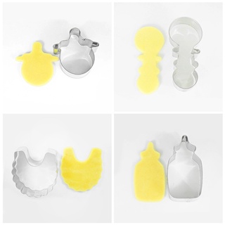 ott. Baby Shower Cookie Cutter Set Stainless Steel Biscuit Mold Bib Nipple Baby Pants (3)