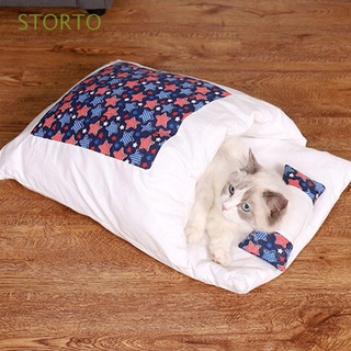 STORTO Washable Cat Cushion Warm Dog Bed Cat Bed Mat for Kitten Puppy Nest Japanese Pet House Dog Sleeping Bag