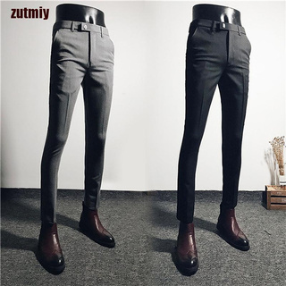 [zutmiy] verano de los hombres de negocios Casual Slim pantalones elásticos Leggings pantalones largos YDY (8)