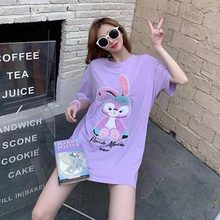2021 mujer suelta camiseta de manga corta verano lindo de dibujos animados conejo Tops impreso blusa baju perempuan (5)