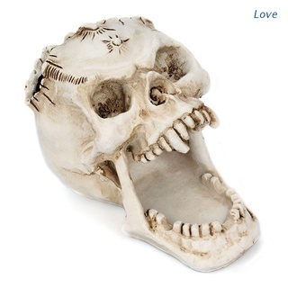 Love Skull Head ornamento esqueleto pluma titular de escritorio organizador de lápices de maquillaje herramientas de almacenamiento