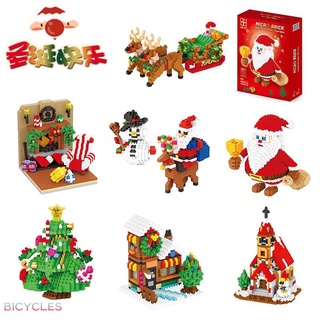 New product small particle assembly building block Christmas gift Christmas old man sleigh elk children toy gift BI