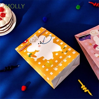 molly 6pcs almacenamiento de galletas bolsa de caramelos snack embalaje lindo de dibujos animados bolsa de papel mini coreano bolsa con pegatinas color oso cuadros regalo embalaje