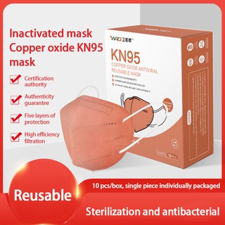 10Pcs inactivado óxido de cobre ion KN95 máscara 5ply 3D tridimensional reutilizable máscara titansouls