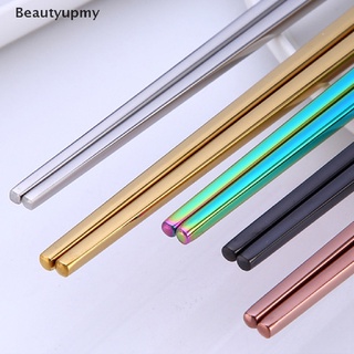 [beautyupmy] 1 par de palillos de metal antideslizantes de acero inoxidable, color plateado multicolor