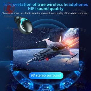 9D Sound F9 TWS 5.0 Auriculares Bluetooth Inalámbricos Táctil IPX7 Impermeable Pantalla Digital