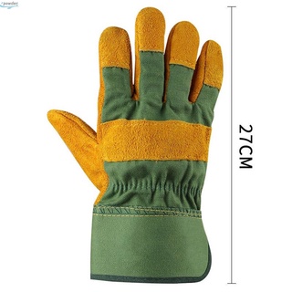 1 par de guantes de cuero para jardinería, a prueba de espinas, de doble capa (7)