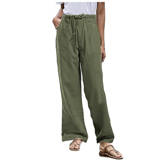 Beautyu_Pantalones de moda para mujer de Color sólido con bolsillo de auto cultivo/pantalones de tiempo libre