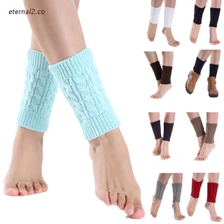 ete2 mujeres cable de invierno de punto calentadores de pierna calcetines de color sólido giro ganchillo bota puños