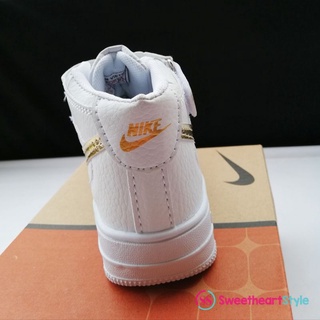 Zapatillas de deporte para niños de corte alto NiKE zapatos de niños UNISEX niño niña niño (blanco) KASUT BUDAK KANAK (3)