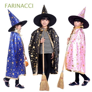 farinacci niños cosplay capa disfraces rendimiento disfraz de halloween capa capa sombrero conjuntos estrellas capa estrellas sombreros halloween rendimiento bruja espectáculo disfraces/multicolor
