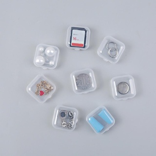 Mini caja de almacenamiento transparente de plástico portátil cuadrado pequeño joyero caja de pastillas piezas caja de herramientas tarjeta de memoria auricular caso