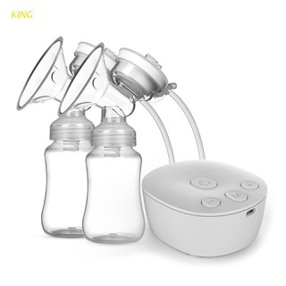 King Kit eléctrico de doble extractor de leche con 2 botellas de leche USB potente masajeador de pecho