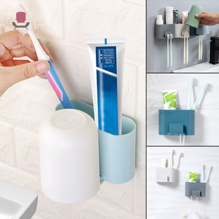 Soporte nu para cepillo de dientes con soporte para tazas adhesivos montados en la pared de pasta de dientes soporte de almacenamiento con agujeros de drenaje para baño