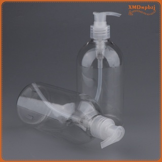 2x 17o-z (500 ml) bomba de loción vacía botellas recargables contenedores para almacenar champú, acondicionador de cabello, gel de ducha, jabón de mano líquido (9)