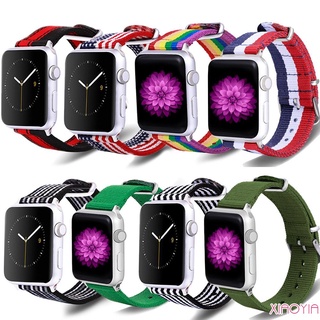 Applewatch reloj pulsera De nailon123456 Reloj de pulsera Apple con rayas arcoíris