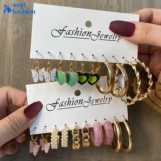 10 Unids/Set Mariposa Colgante Conjunto De Pendientes De Perlas Para Mujer Accesorios De Joyería De Moda (1)