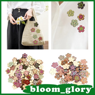Bloom botones De Flores 100 piezas colores mezclados 2 agujeros botones De madera Retro Para manualidades/ropa artesanal De madera botones Decorativo