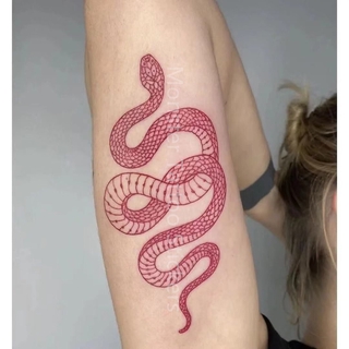 1pcs rojo serpiente y serpiente negra tatuaje pegatinas unisex temporal tatuaje impermeable falso tatuaje (1)