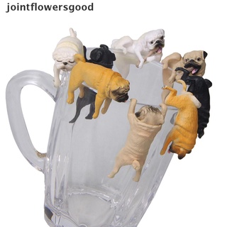 jtff realista mini pug perro figura colgante en copa llanta diy hadas jardín accesorio bueno