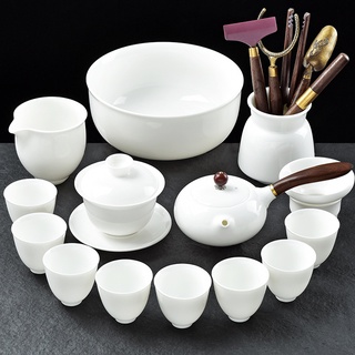 Caja de porcelana blanca kung fu té conjunto hogar pequeña luz de lujo taza de té tureen conjuntos de suministros de oficina