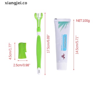 [xiangjei] juego de cepillo de dientes para mascotas, sabor vainilla, pasta de dientes, perro, gato, dedo, cuidado co