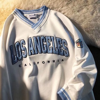 Jersey Casual cuello redondo Los Angeles letra impresión camisa de manga larga de las mujeres suéter Tops