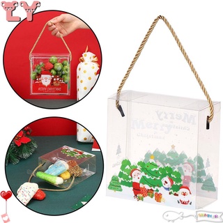ly apple bolsa de regalo de navidad caja de embalaje caja de regalo portátil transparente para galletas de caramelo pvc