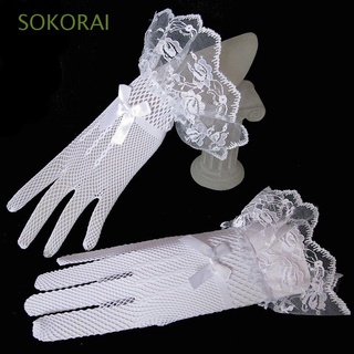 sokorai encaje red de baile de noche de novia para accesorios de fiesta de la boda guantes de dedo guantes de moda guantes de encaje vestido de novia/multicolor