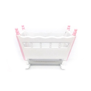 la 1:12 miniatura casa de muñecas muebles blanco de madera bebé vivero cuna cama cuna mini casa de muñecas accesorios decoración