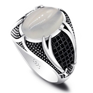 New Arrival Rings for Men Retro Men's Ring Antique Silver Zircon Trendy Fashion Jewelry (1)