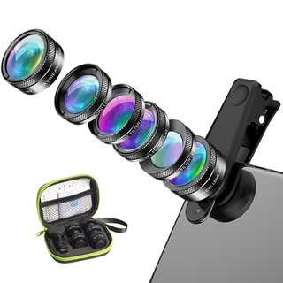 apexel nuevo kit de lentes de cámara 6 en 1 fotógrafo kit de lentes de teléfono móvil macro gran angular ojo de pez filtro cpl para iphone xiaomi mi9 (7)