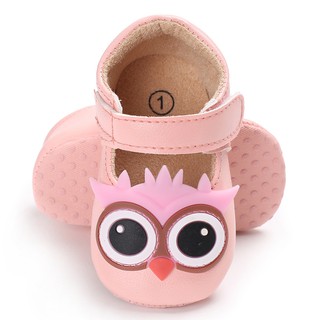 WALKERS zapatos de dibujos animados para bebés/niñas/lindo patrón de búho/pu/suave soled/primeros pasos