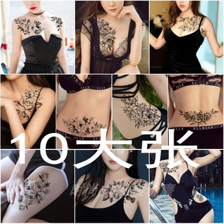 ❗DESCUENTO❗ Pegatinas De Tatuaje Grande Patrón Niñas Clavícula Flor Brazo Impermeable Duradera Conjunto 10 Piezas (1)