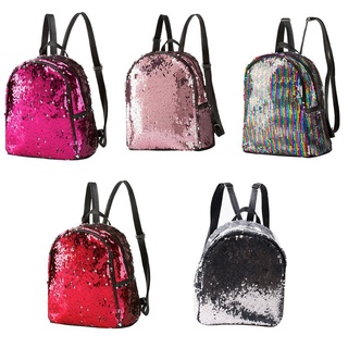 lu moda reversible lentejuelas mochila cuero pu purpurina bling bolsa escolar mochila mochila mochila para mujeres niñas viaje uso al aire libre suministros