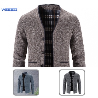 Wintergift chaqueta de los hombres suéter de Color sólido cuello en V de punto abrigo cómodo para el uso diario