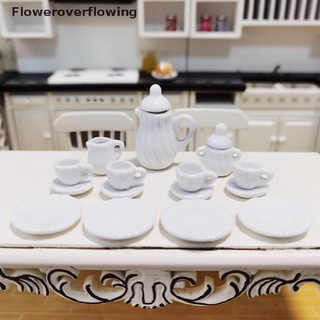 FOFI 15Pcs 1:12 Miniature Porcelain Tea Cup Set Chintz Flower Tableware Kitchen Toys HOT (4)