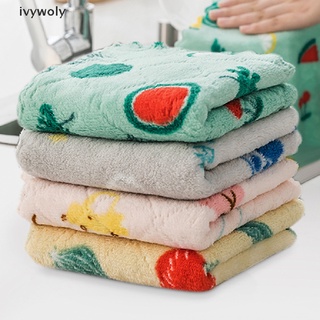 Ivywoly 10x Printed Rag Two-color Cartoon Dish Towel Coral Fleece Cleaning Cloth CO