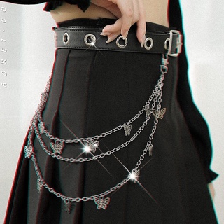 [AORE] Cinturón mujer cadena y cinturón de cuero decoración moda hip hop mariposa cadena