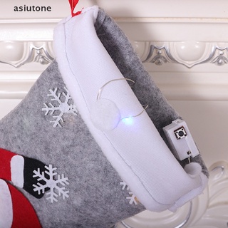 [asiutone] 2022 medias de navidad calcetines Led Light Up muñeco de nieve Santa alce oso caramelo bolsa primero (4)