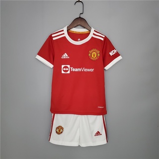 manchester united 21 - 22 home camiseta roja de fútbol para niños