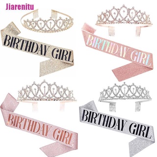 [Jiarenitu] corona de cristal Tiara cumpleaños correa de hombro aniversario feliz 18 21 30 40 fiesta