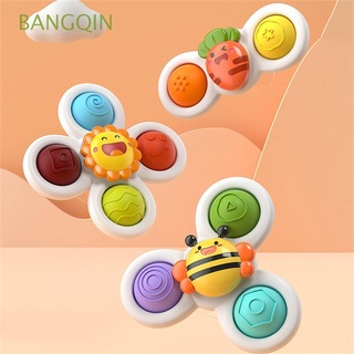 BANGQIN Classic Sucker Spinner Toy Toddler Gifts Spin Sucker Bath Toy Sensory Learn 3Pcs Baby Shower Bathtub Toys Children Bathing Teether Rattles Suction Cup