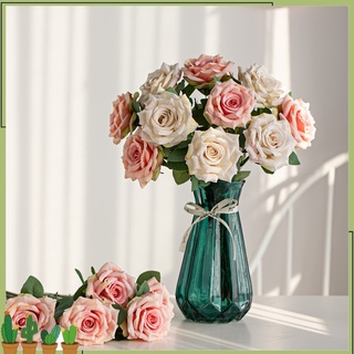 bolonia-flor artificial de color brillante excelente mano de obra flor de seda sintética decorativa amplia aplicación flor de rosa falsa para el hogar